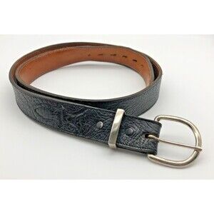 Nocona Leather Western Belt Mens Black Size 44 D521 USA Cowboy Rodeo